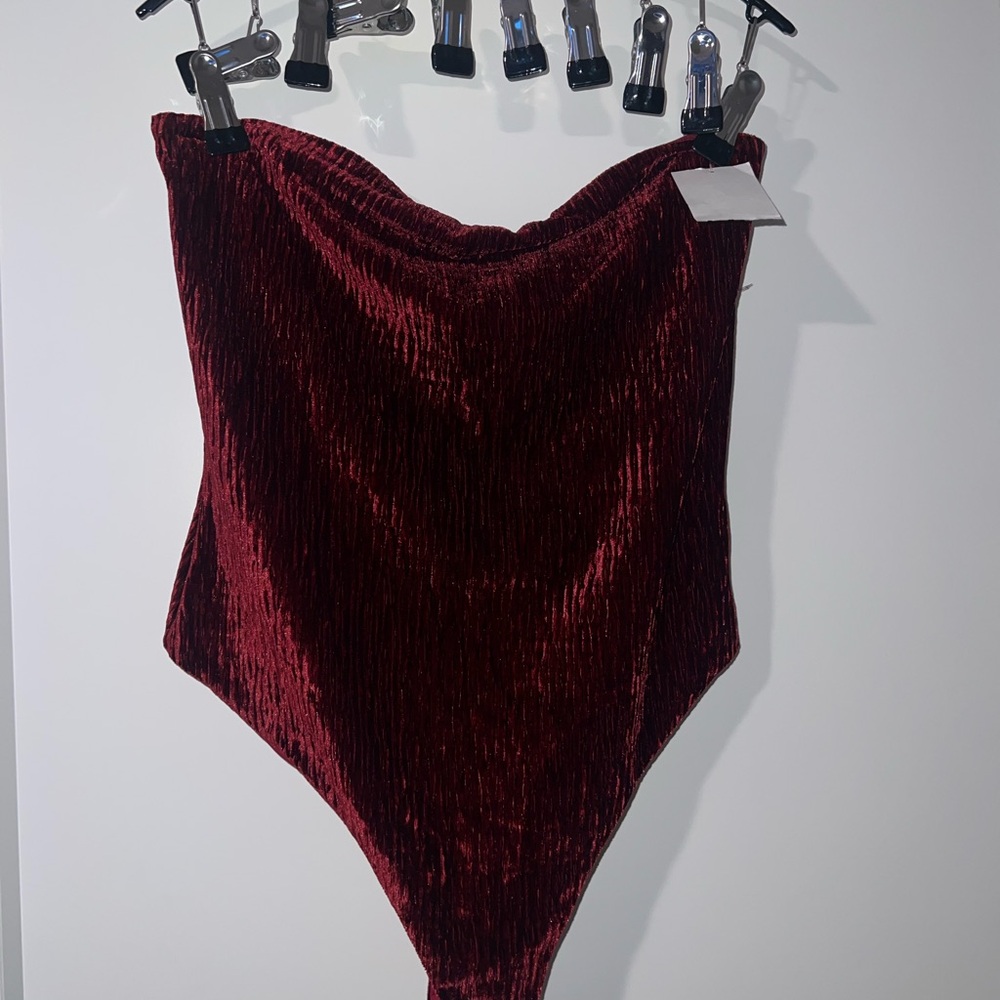 Naked Wardrobe Rich Red Velvet Top
